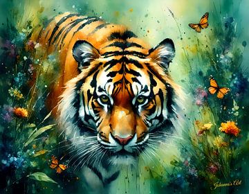 La faune et la flore en aquarelle - Tiger 3 sur Johanna's Art