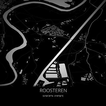 Black-and-white map of Roosteren, Limburg. by Rezona