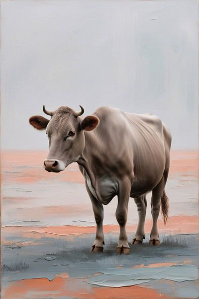 Cow in serene landscape by Imperial Art House