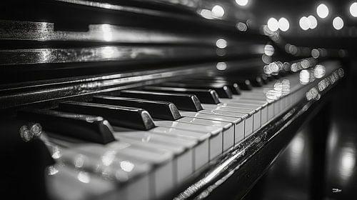 Muziekinstrument in zwart-wit