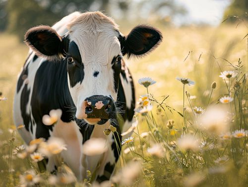Prairie fleurie - Vache dans la prairie d'été