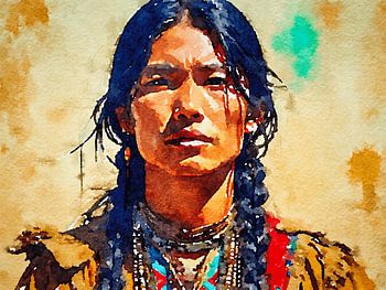 Schilderij van een Indiaan portret