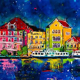 Handelskai bei Nacht Curaçao von Happy Paintings