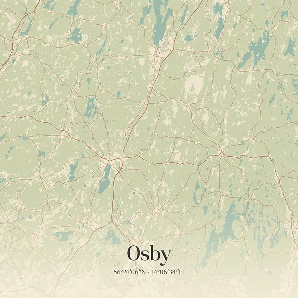 Vintage map of Osby, Sweden. by Prints of Place