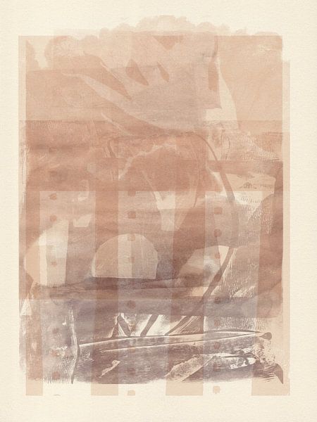 Abstract organic shapes in pastel brown by Dina Dankers