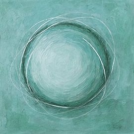 Kreis mit weißen Linien Blaugrün von Claudia Gründler