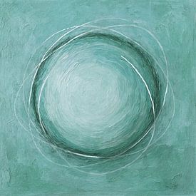 Kreis mit weißen Linien Blaugrün von Claudia Gründler