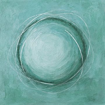 Kreis mit weißen Linien Blaugrün von Claudia Gründler