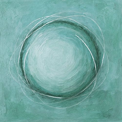 Cirkel met witte lijnen Blauwgroen
