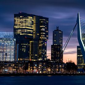 Skyline met de Erasmusbrug, Rotterdam van TVS Photography