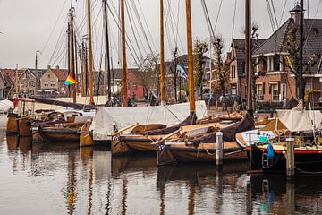 Barges  in Museum harbor Spakenburg by Rob Boon