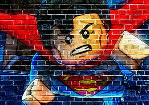 Graffiti mural LEGO Superman sur Bert Hooijer