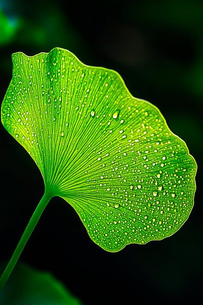Drops of fresh green leaf details by Poster Art Shop