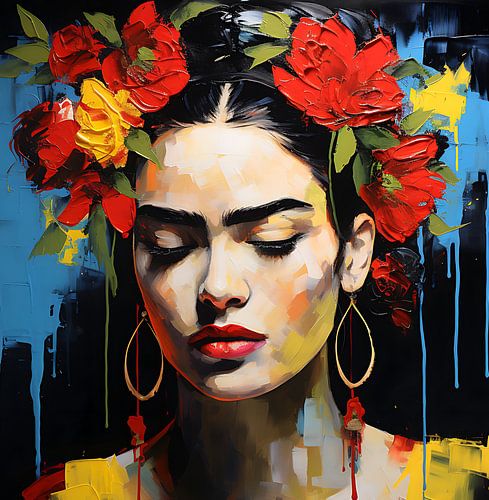 Prachtige vrouw met bloemenkrans