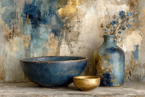 Nieuw Delfts Blauw Stilleven - Rust en Luxe van Joriali Fine Art