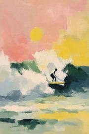 Surfer auf der Welle in Pastellfarben von Niklas Maximilian