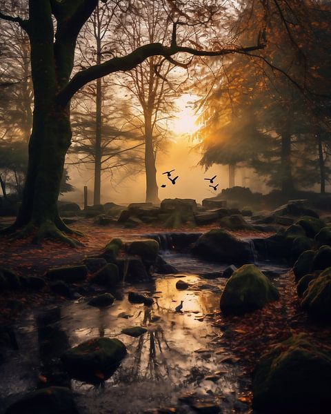 Herfststemming in dromerige natuur van fernlichtsicht