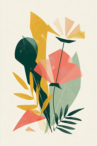 Botanical Tableau in coral no.5