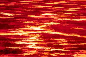 Abstract landschap in rood van Leo Luijten