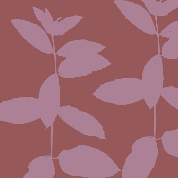 Blätter in lila und rosa Terra. Abstrakte botanische Kunst. von Dina Dankers