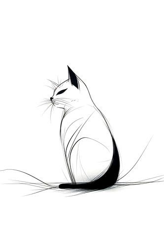 Kat Tekening Zwart Wit