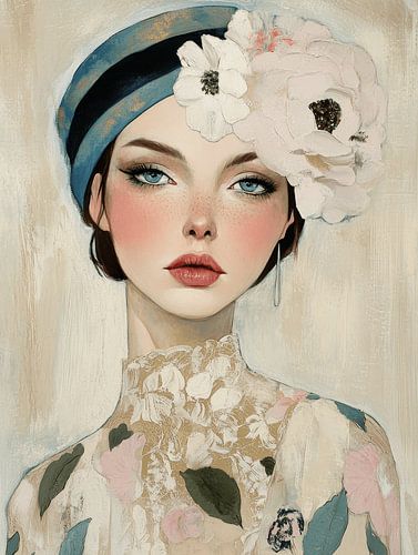 Modern portret in zachte pastelkleuren