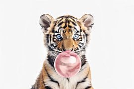 Tigerbaby mit Kaugummiblase von Poster Art Shop
