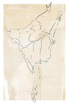 De dans | Minimalistische lijntekening van een ballet danseres