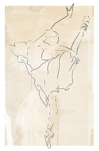 Der Tanz | Minimalistische Strichzeichnung eines Balletttänzers