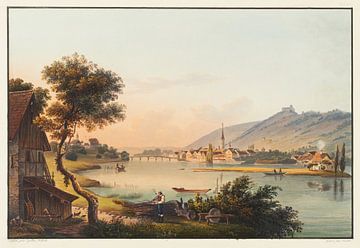 Gezicht op de stad Stein, kanton Schaffhausen, Johann Ludwig Bleuler