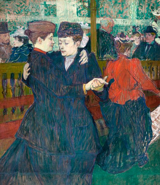 Twee vrouwen die walsen in de Moulin-Rouge, Henri de Toulouse-Lautrec - 1892 van Het Archief