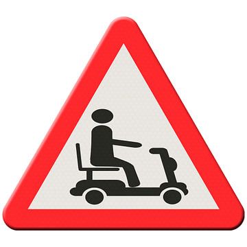 Scootmobiel waarschuwingsbord van Grüntyers .
