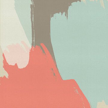 Vintage geïnspireerde kunst in pastelroze, blauw en beige van Dina Dankers