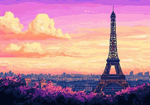 Paris Eiffel Tower - Pixel Art