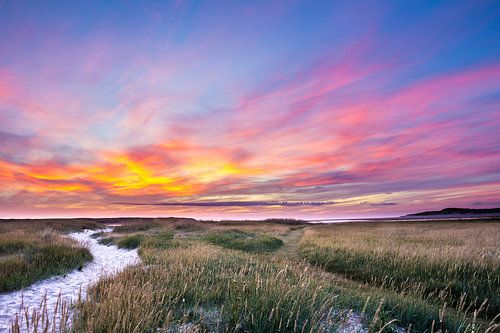 Zonsondergang  Texel in Nederland