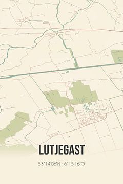 Vintage landkaart van Lutjegast (Groningen) van MijnStadsPoster