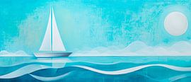 Segelboot im blauen Traummeer von Poster Art Shop