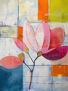 Modern abstracte Bloem van Abstract Schilderij
