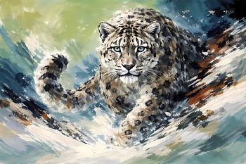 Panthère des neiges en mouvement