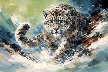 Snow leopard in motion