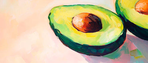 Rijpe avocado's in levendige aquarel