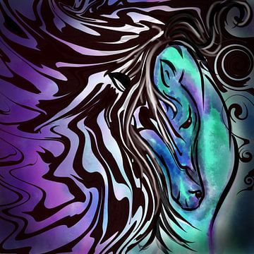 Abstract art - Wild horse in the storm by Patricia Piotrak