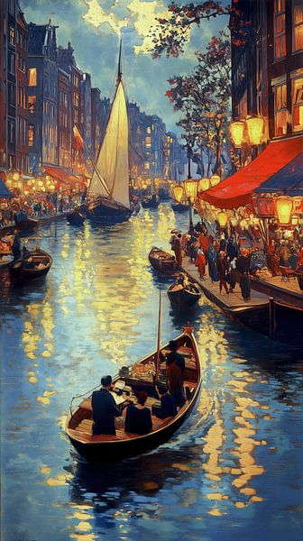 Old Amsterdam at night by Preet Lambon