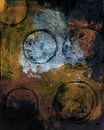 Abstrakte Komposition in Braun, Orange, Blau und Schwarz. Kreise und Linien von Dina Dankers Miniaturansicht