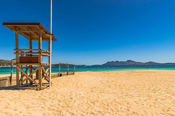Majorca beach, beautiful seaside at bay of Pollenca, Spain by Alex Winter