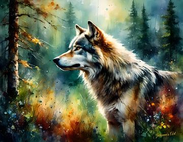 Wildtiere in Aquarell - Wolf 4 von Johanna's Art