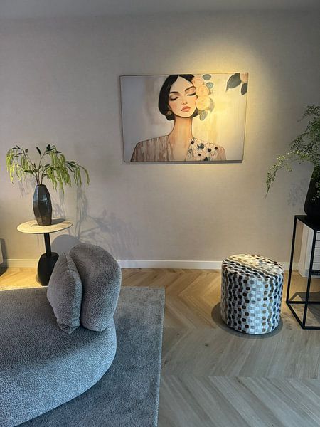 Portret met een zachte uitstraling, pastelkleuren