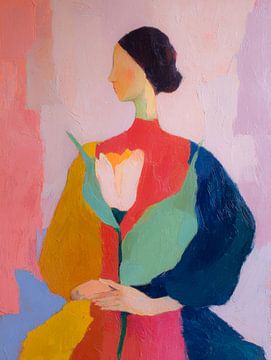 Abstract portrait of a woman with a large flower