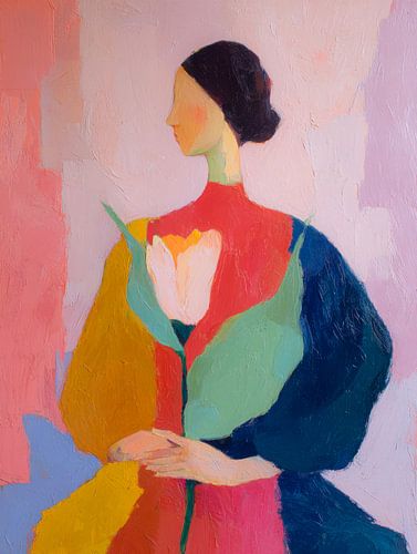 Portrait abstrait d'une femme avec une grande fleur