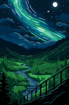 Aurora over a Quiet Mountain Lake